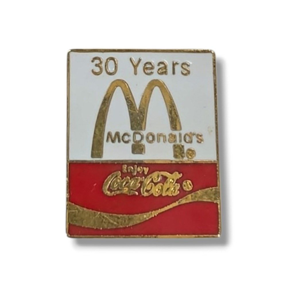 McDonald's Crew Employee Pin - Coca Cola 30 Years Golden Arches
